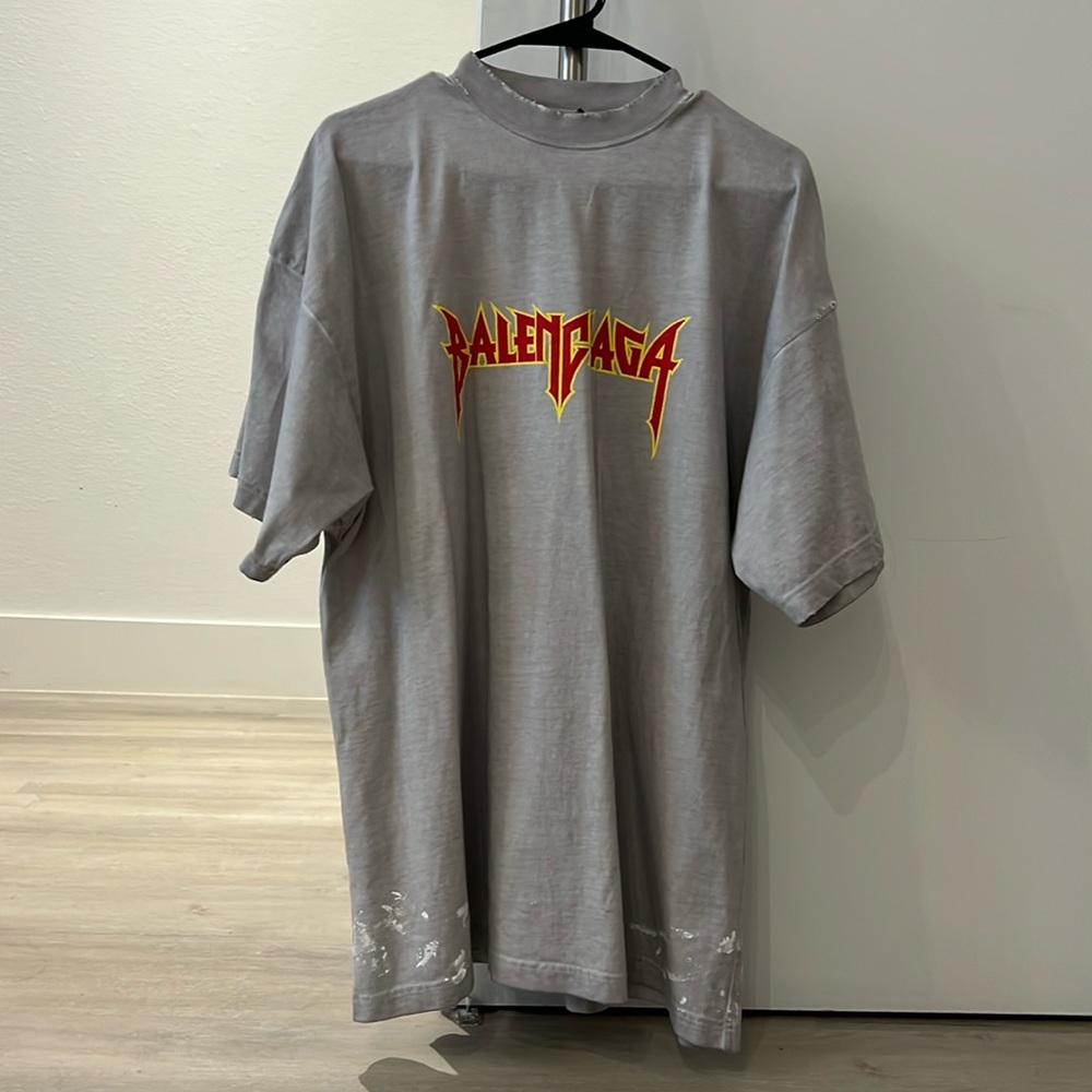 Balenciaga metal print vintage jersey dirty white T